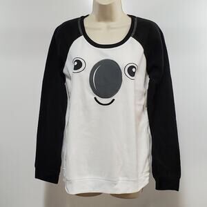 Sweet Treats Womens XL Sleep Shirt White Black Koala Bear Fleece  LS Top New000